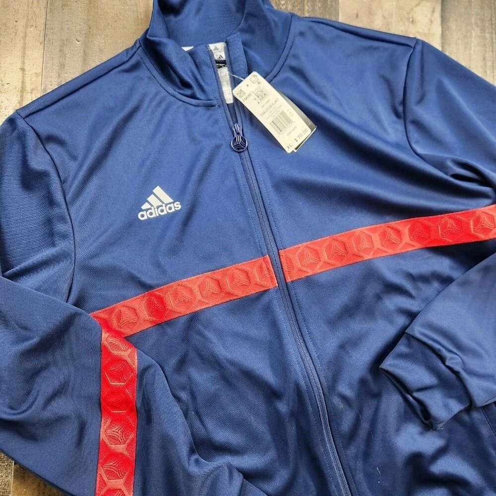 Adidas Club Soccer Jacket Mens Size XL Navy Blue Polyester Warm Up Full Zip